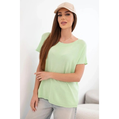 Kesi Dámska oversize blúzka z viskózy s krátkymi rukávmi a okrúhlym výstrihom candy pink Zelená