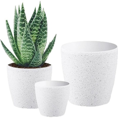 Strend Pro Garden Květináč Stone 28x26 cm bílý efekt kamene