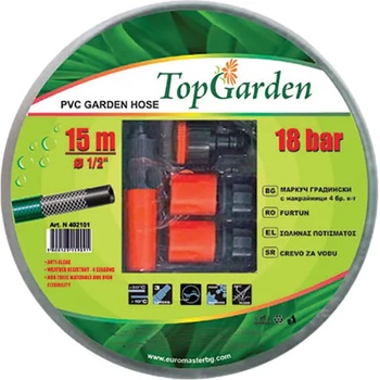 Image 1 of TopGarden МАРКУЧ ЗА ВОДА 1/2"х15м К-Т с 4бр КОНЕКТОРИ (402101)