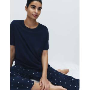 Marks & Spencer Съкратена пижамна сет от чист памук с печат Marks & Spencer морска синя Marks & Spencer | Sin | ЖЕНИ | S