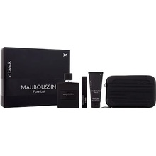 Mauboussin Pour Lui In Black dárková sada: EDP 100 ml + sprchový gel 75 ml + EDP 20 ml + taštička přes rameno