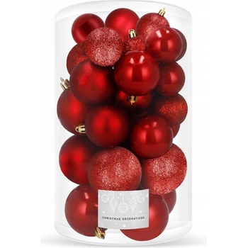 SPRINGOS Vianočné gule mix 4 5 6 cm červené 30-dielna sada