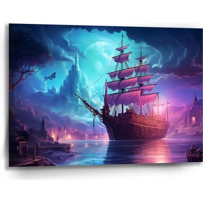 Sablio Obraz Magická plachetnica pod mesiacom - 90x60 cm