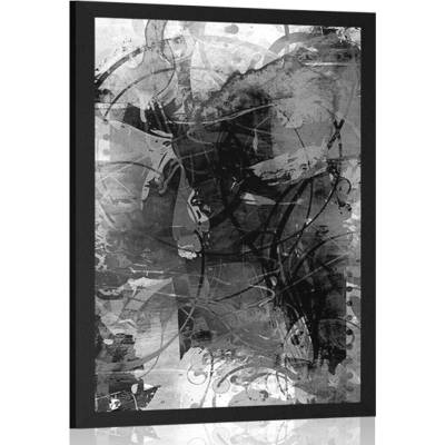 Plakát moderní mediální malba v černobílém provedení - 20x30 black