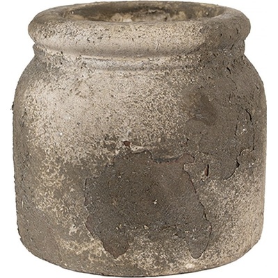 Clayre & Eef béžovo-šedý antik terakotový květináč Teracci 17x16 cm