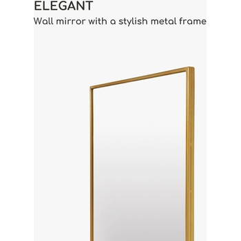 Casa Chic Croxley Стенно огледало с метална рамка, правоъгълно, 90 x 60 см (EL-MIR-MET-90X60-GLD) (EL-MIR-MET-90X60-GLD)