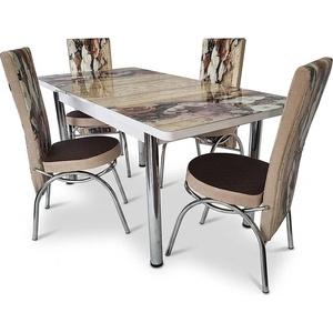 LAVO Трапезен комплект Crystal Chrome с маса и 4 стола (LV-CRCH-130-K)