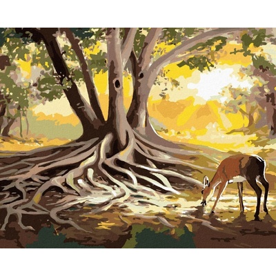 zuty Malování Podle Čísel Laň U Kořene Stromu D. Rusty Rust 40 x 50 Cm Plátno Rám 8596530167495