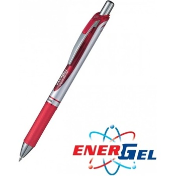 Pentel Автоматичен ролер Pentel Energel BL77, червен цвят на писане, дебелина на линията 0.7 mm, гел, сребрист, цената е за 1бр. (продава се в опаковка от 12бр. ) (OK26806)