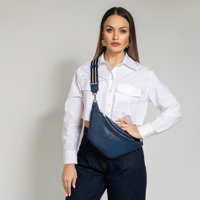 Wojewodzic crossbody kožená kabelka strieborné kovanie 31935/FD37 modrá