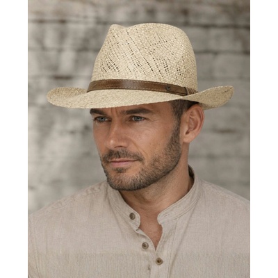 Krumlovanka letní slaměný klobouk Fedora 100% Paglia P-252915C