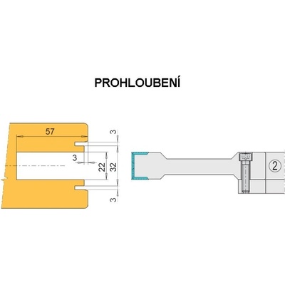 Posuvné dveře HS portál 245x33x30(40) VBD - prohloubení