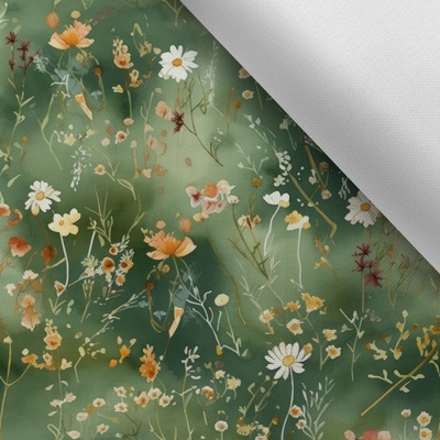 Takoy Látka s potlačou nepremokavý polyester TD / NS mini kvietky tmavozelené Victoria