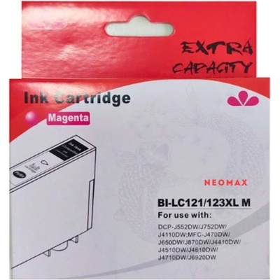 Neomax Касета за Brother MFC J470DW/J650DW/J870DW/J4410DW/J4510DW/J4610DW/J4710DW/J6920DW/J132W, DCP J552DW/J752DW/J4110DW - Magenta - BI-LC123XLM - Neomax - Неоригинална, Заб. : 10 ml капацитет (BI-LC123XLM)