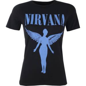 ROCK OFF дамска тениска Nirvana - Angelic Blue Mono - ROCK OFF - NIRVTS82LB