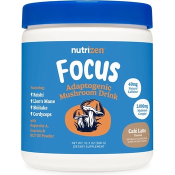 Nutricost Смес от адаптогени гъби (рейши, лъвска грива, шийтаке, кордицепс) + гуарана и хуперизин 288 g прах, с вкус на лате | Nutricost (57470 (680103) NC)