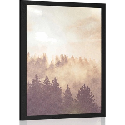 Plakát mlha nad lesem - 30x45 silver