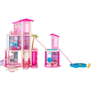 Mattel Къща за кукли Barbie - Dreamhouse, с 2 басейна, 2 пързалки и аксесоари, 65 части (JKG84)