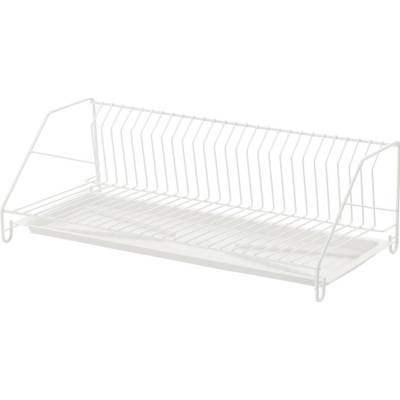 Jednopatrový odkapávač na nádobí bílý 50 cm s odkapávací miskou