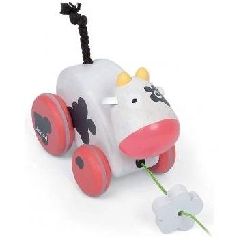 Janod - Дървена играчка за дърпане - Крава (J08118)