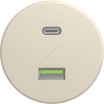 Kliklap - Ретро USB розетка A+C без рамка, бежова (KA0140)