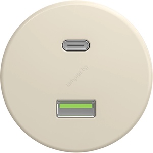 Kliklap - Ретро USB розетка A+C без рамка, бежова (KA0140)
