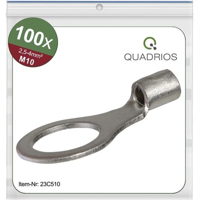 Quadrios 23C510 guľaté káblové oko Prierez=4 mm² Ø otvoru=10.5 mm neizolované 100 ks