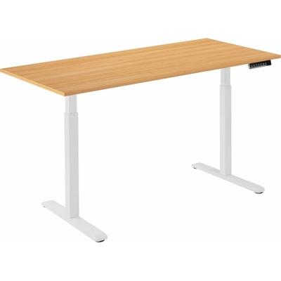 AlzaErgo Table ET2 bílý + deska 140×80 cm lamino dub