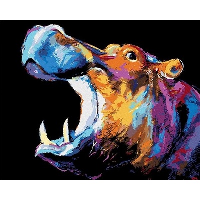 zuty Malování Podle Čísel Barevný Hroch Ii 80 x 100 Cm Plátno Rám