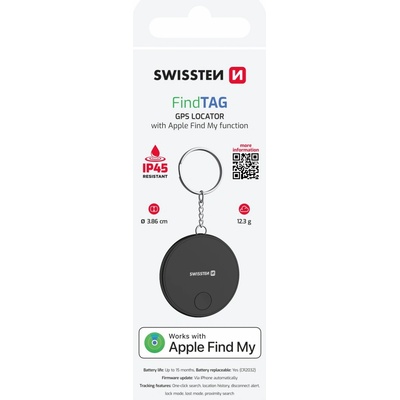 Swissten Find Tag s funkciou Apple Find My (20114001) čierny