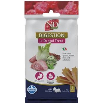 Farmina N&D Quinoa Digestion Dental Care Treat With Lamb, Fennel, Mint and Artichoke Mini - Дентални стикове за кучета от дребни породи с агнешко, киноа, фенел, мента и артишок - 60 гр, Италия - KND0006005