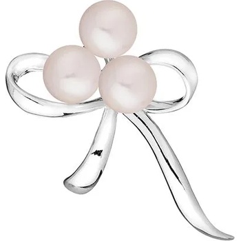 Image 1 of Swan Сребърна брошка панделка с бели сладководни пeрли Swan