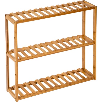 tectake 401648 regál policový bambus 3 police 60x15x54,5cm - hnědá