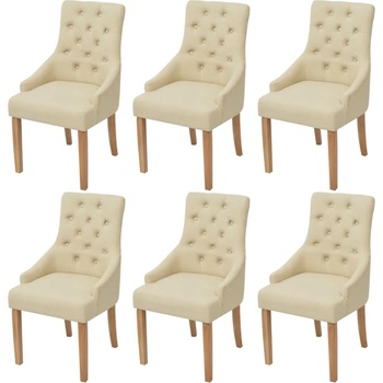Image 1 of vidaXL Трапезни столове, 6 бр, кремави, плат (274426)
