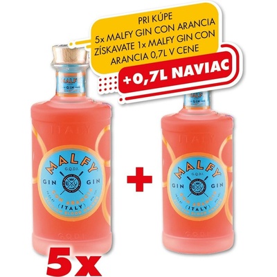 Malfy Gin Con Arancia 41% 5 x 0, 7l (Balík)