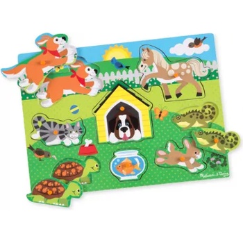 Melissa & Doug - Дървен пъзел с дръжки - Домашни животни (19053)