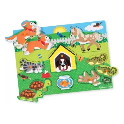 Melissa & Doug - Дървен пъзел с дръжки - Домашни животни (19053)