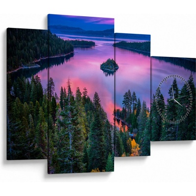 Obraz - Jezero Tahoe, Sierra Nevada, Kalifornie, USA (s hodinami), Čtyřdílný 110x75 cm s hodinami – Hledejceny.cz