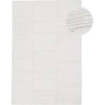 Flair Rugs Бял ръчно изработен килим със смес от вълна 200x300 cm Sculptured Blocks - Flair Rugs (503119381608)
