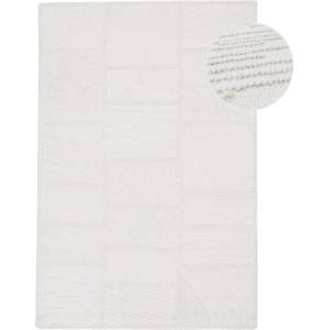 Flair Rugs Бял ръчно изработен килим със смес от вълна 200x300 cm Sculptured Blocks - Flair Rugs (503119381608)