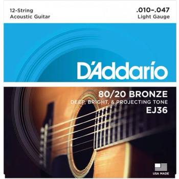 D'Addario EJ36, Струни за 12 струнна акустична китара 10-47 (EJ36)