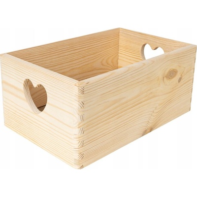 Dřevia Dřevěný box s úchyty Srdce 30x20x14