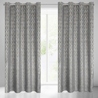 Takoy Záves LAURA zo zamatu s cínovaným strieborno-zlatým vzorom v štýle boho-HF-388502 | 140 x 250 cm