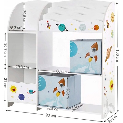 SONGMICS Dětský regál na knihy a hračky vesmírné motivy 93x100x30cm – Zboží Dáma