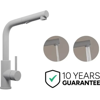 Твоят Стил - Кухненски Мивки Сив смесител за кухня с изтегляща глава, 2 режима на струя - 3010