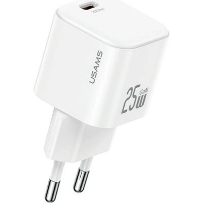 USAMS Зарядно устройство USAMS JC MINI за захранване от мрежата Type-C с гнездо 25W, GaN, FEHÉR CC289TC02 (CC289TC02)