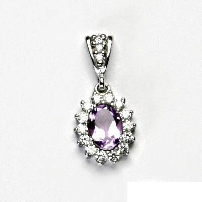 Čištín Zlatý přívěsek Kate bílé i žluté zlato přírodní sv. ametyst čiré zirkony P 1507 2