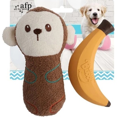 AFP plyš latex Little Buddy opice a banán 15 cm 2 ks