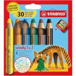 STABILO Цветни моливи STABILO Woody Tiger 3в1 с цилиндрично дебело перо 6 броя 8806-4-2 (8806-4-2)