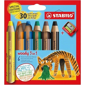STABILO Цветни моливи STABILO Woody Tiger 3в1 с цилиндрично дебело перо 6 броя 8806-4-2 (8806-4-2)
